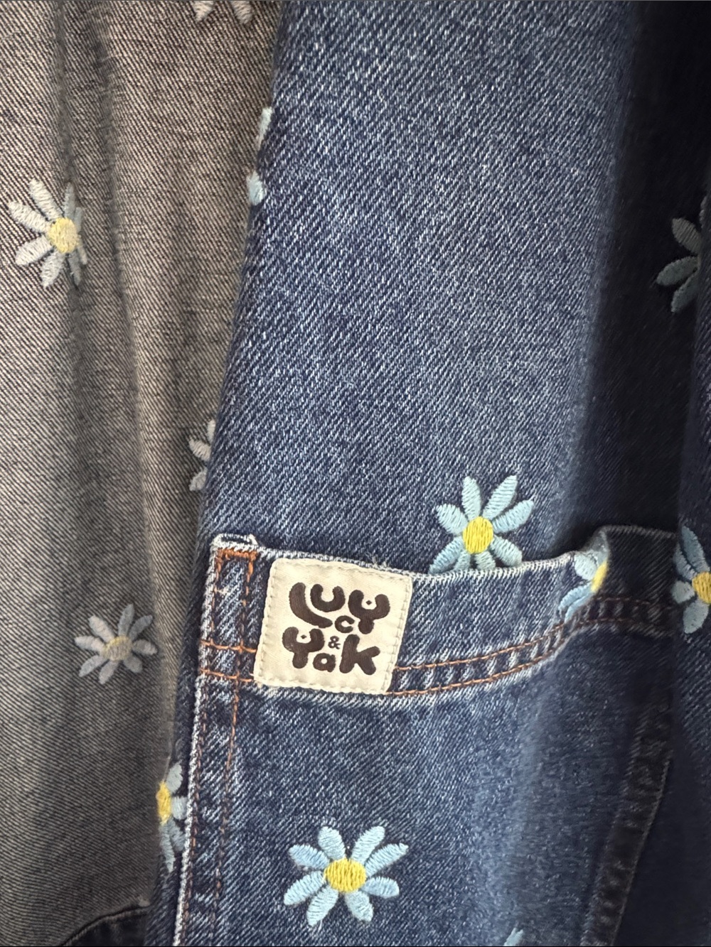 Lucy & Yak Dark Blue Denim Jacket with Light Blue Daisy embroidery - Picture 3 of 5
